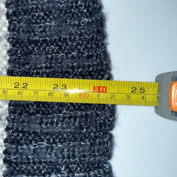 Roxy Blue White Gray Striped Chunky Knit Button Front Cardigan M Cottagecore Top - Picture 11 of 12